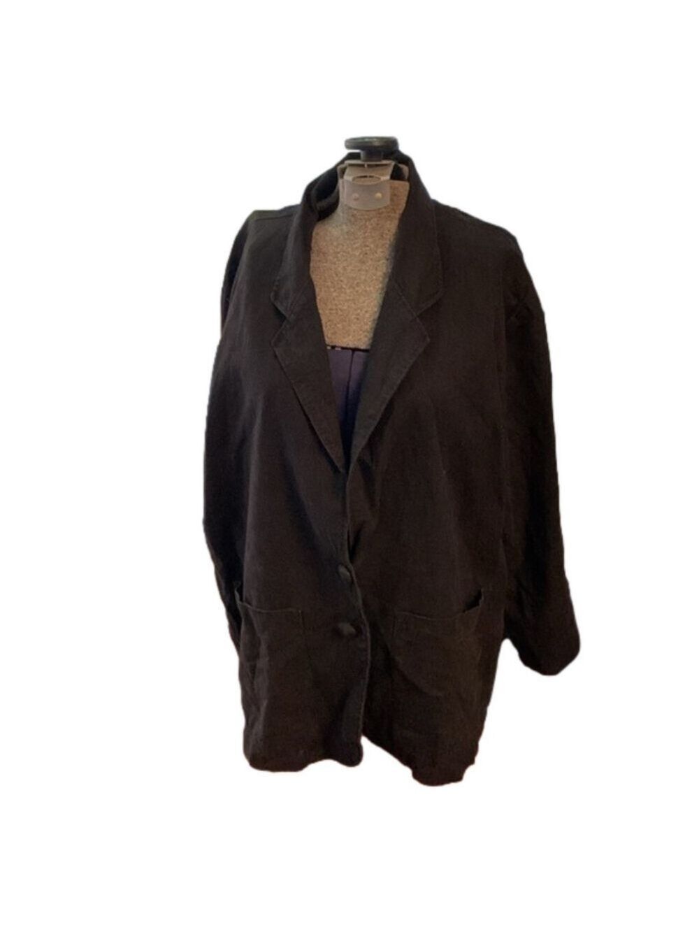 Black linen women’s jacket with zebra lining